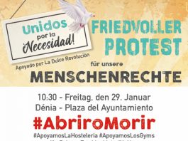 Friedvoller Protest am Freitag 29.1.2021 in Denia #AbriroMorir