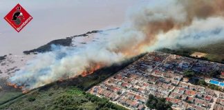 Feuer in den Salz Salinen vor Torrevieja (Alicante)