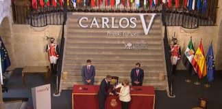 Merkel erhält den Europapreis "Carlos V" in Spanien und hält eine Rede in der spanischen Region Extremadura