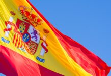 Spanien Flagge Farben Rot Gelb