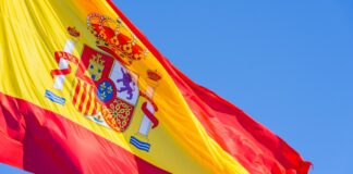 Spanien Flagge Farben Rot Gelb