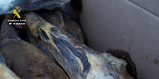 Die Guardia Civil hat 970,8 Kilogramm Schinken beschlagnahmt