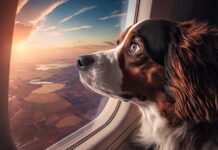 Hund im Flugzeug Spanien