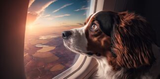 Hund im Flugzeug Spanien