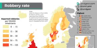 Barcelona und Brüssel führen die Liste der Städte mit den meisten Raubüberfällen in Europa an Karte
