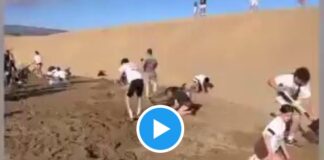 Dutzende Jugendliche richten in den Dünen von Maspalomas Schaden an auf der Suche nach 1.000 Euro die von Vollidioten Influencern versteckt wurden