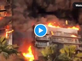 Ein Großbrand wütet in einem 14 Stockigen Wohnhaus in Valencia