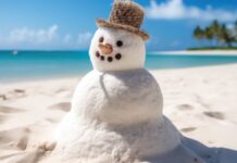 Schneemann am Strand Spanien
