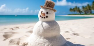 Schneemann am Strand Spanien