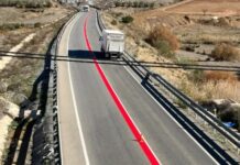 Was bedeutet die große rote Linie auf der Straße des Todes in Málaga
