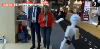 Der Roboter-Kellner der angesichts der Passivität seines Promoters live im Spanischen TV Selbstmord begeht