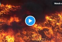 Ein Feuer fegt durch die Recyclinganlage in Requena