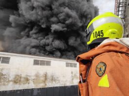 Ein Großbrand vernichtet fünf der sieben Lagerhallen der Firma Cecotec in Valencia