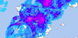 Die Aemet sagt aufgrund der DANA intensive Schauer starke Windböen und sogar großen Hagel voraus