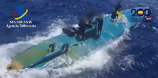 Drogenuboot 280 Meilen von Cádiz entfernt von einem Zollüberwachungsschiff abgefangen