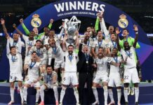 Tausende Fans von Real Madrid feiern den fünfzehnten Champions League Sieg in Madrid