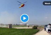 Ein Hubschrauber kollidiert mit Kabeln und stürzt in die Reisfelder von La Albufera