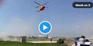 Ein Hubschrauber kollidiert mit Kabeln und stürzt in die Reisfelder von La Albufera