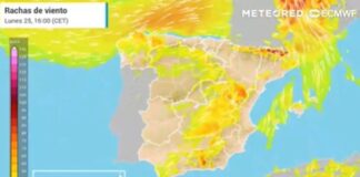 Eine von Sturmtief Bert gebrachte Kaltfront bringt in den kommenden Stunden mehr Wind und Regen nach Spanien