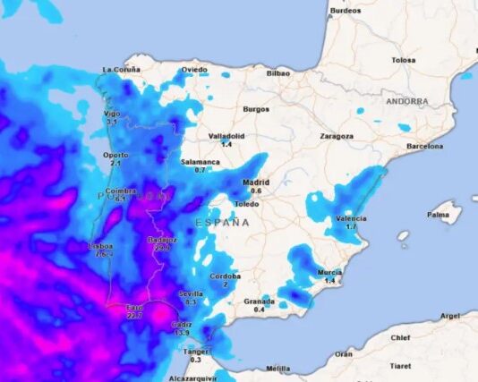 In den nächsten Stunden kommt es in mehreren Teilen Spaniens zu heftigen Regenfällen