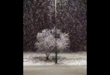 Schnee in Alicante Flocken bedecken die Gipfel der Provinz in Weiß