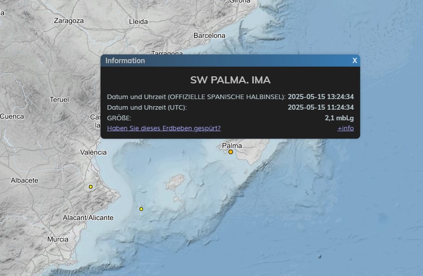 Ein Erdbeben der Stärke 2,1 erschüttert die Insel Mallorca
