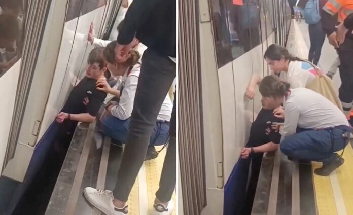 Ein junger Mann war zwischen dem Bahnsteig und einem Zug in Madrid eingeklemmt (VIDEO)