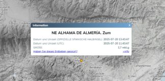 Almería bebt erneut: Erdbeben der Stärke 2,7 in Alhama registriert