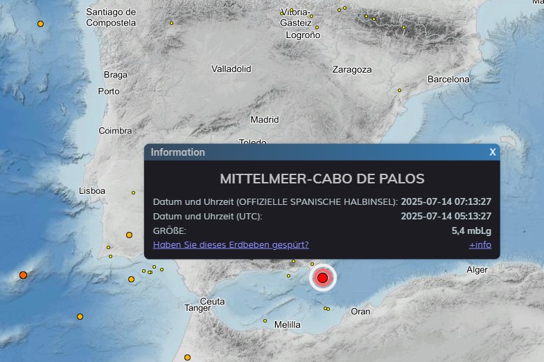 Eilmeldung: Ein Erdbeben der Stärke 5,5 erschüttert Almería 1 Erdbeben Cabo de Palos