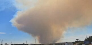 Rauchwolke eines Großbrandes in Toledo
