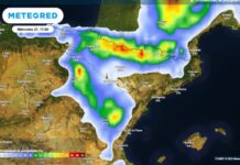 AEMET warnt: Orange Warnstufe für Starkregen und Hagel in vier Provinzen