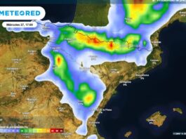 AEMET warnt: Orange Warnstufe für Starkregen und Hagel in vier Provinzen