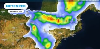 AEMET warnt: Orange Warnstufe für Starkregen und Hagel in vier Provinzen
